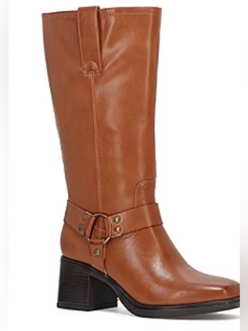 NIB Women’s Tan Mid-Calf Leather Block Heel Boots